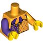 Torso, Odd Arms, Jester Costume, Dark Purple and Bright Light Orange Collar Print, Left Bright Light Orange Arm, Right Dark Purple Arm, Yellow Hands