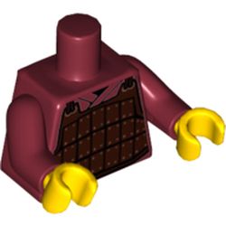 Torso Armor Plate Dark Brown with Copper Rivets Print, Dark Red Arms, Yellow Hands