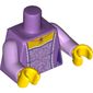 Torso Dress with Lavender Embroidery, White Trim and Gold Necklace Print, Lavender Arms, Yellow Hands