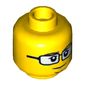 Minifig Head Astor City Scientist, Glasses, Reddish Brown Eyebrows and Goatee, Closed Mouth / Scared Open Mouth Print