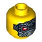 Minifig Head Psyclone, Dual Sided, Red Eye, Silver Eyepatch / Silver Mask Print [Hollow Stud]