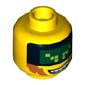 Minifig Head Terabyte, Dark Green Pixelated Visor, Sideburns and Bared Print [Hollow Stud]