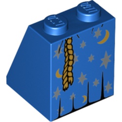 Slope 65° 2 x 2 x 2 with Bottom Tube with Robe with Moons and Stars and Rope Belt Print