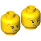 Minifig Head Solomon Blaze, Dual Sided, Light Bluish Gray Beard Stubble, Moustache and Eyebrows, Scar, Determined / Smirk Print [Hollow Stud]