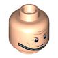 Minifig Head Nova Corps Officer, Dual Sided, Brown Eyebrows, Cheek Lines, Forehead Lines, Smiling / Chin Strap Print [Hollow Stud]