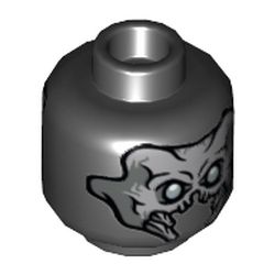 Minifig Head Sakaaran, Dual Sided, Skull with Mandibles and Silver Eyes / Exoskeleton and One Eye Print [Hollow Stud]