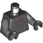 Torso Armor with Silver Exoskeleton and Dark Red Claw Scratch Marks Print, Dark Bluish Gray Arms, Black Hands