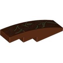 Slope Curved 4 x 1 No Studs with Gold Entwined Vines Print [Stud Holder with Symmetric Ridges]