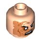 Minifig Head Shredder, Right Eye Scarred Area and No Pupil, Open Mouth Angry Print [Hollow Stud]
