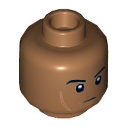 Minifig Head ACU Trooper / Naboo Guard, Eyebrows, Cheek Lines, Chin Dimple, White Pupils Print [Hollow Stud]