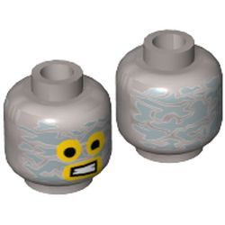 Minifig Head Emmet, Yellow Eyes and Mouth, Aluminum Foil Print [Hollow Stud]