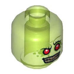 Minifig Head Retox, Red Eyes, Silver Teeth Print [Hollow Stud]