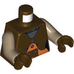 Torso Space Jumpsuit with Orange Belt and Silver Neck Plate Print (Hera Syndulla), Dark Tan Arms, Dark Brown Hands