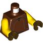 Torso Vest, Leather with Collar Print, Yellow Arms, Dark Brown Hands