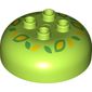 Duplo Brick Round 4 x 4 Dome Top with 2 x 2 Studs - Green and Yellow Flowers/Leaves Print