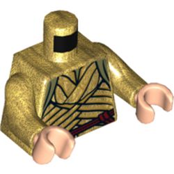 Torso Robe with Woven Gold Strips and Dark Red Belt Print (Elrond), Pearl Gold Arms, Light Nougat Hands