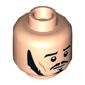 Minifig Head Bard the Bowman, Long Black Sideburns, Moustache, Goatee, Frowning / Angry with Mud Splotches Print