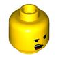 Minifig Head Emmet, Open Smile with Tongue / Open Mouth on One Side Print