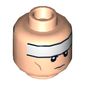 Minifig Head Batman, Dual Sided White Stripe on Forehead and Cheek Lines, Determined / Frown Print [Hollow Stud]