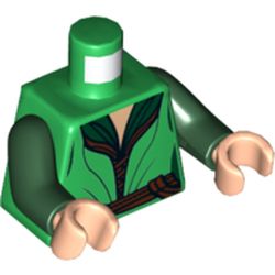 Torso Elven Robe over Dark Green Shirt, Gold Buckle Print, Dark Green Arms, Light Nougat Hands