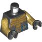 Torso Armor, Gold with Blue Jeweled Belt Print, Pearl Gold Arms, Black Hands