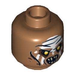 Minifig Head Orc, White Painted Forehead Print [Hollow Stud]