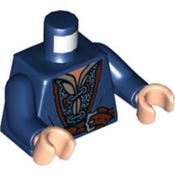 Torso Coat with Silver Chain Mail, Shirt Grommets, Brown Belt and Silver Buckle Print, Dark Blue Arms, Light Nougat Hands