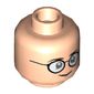 Minifig Head Dr Egon Spengler, Dual Sided, Glasses, Smile / Scared Print [Hollow Stud]