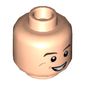 Minifig Head Dr Ray Stantz / SHIELD Agent, Dual Sided, Brown Eyebrows, Smile with Teeth / Scared Print [Hollow Stud]