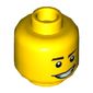 Minifig Head Dareth, Dark Brown Eyebrows, Crooked Smile and Laugh Lines Print [Hollow Stud]