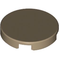 LEGO part 14769 Tile Round 2 x 2 with Bottom Stud Holder in Sand Yellow/ Dark Tan