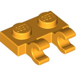 LEGO part  PLATE 1X2 W/HOLDER, VERTICAL in Flame Yellowish Orange/ Bright Light Orange