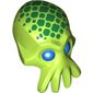 Minifig Head Special, Alien with 4 Mouth Tentacles and Blue Eyes and Green Spots Print