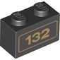 Brick 1 x 2 with Gold '132' Print