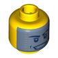 Minifig Head, Stern Eyebrows, Mouth Lines / Dark Bluish Gray Visor with Silver Squares, Open Smile with Teeth Print