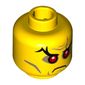 Minifig Head Evil Wizard, Red Sunken Eyes, Eyebrows, Scar over Left Eye, Cheek Lines and Wrinkles Print