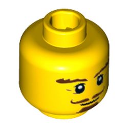 Minifig Head, Beard Reddish Brown, Goatee, Curly Moustache, Bushy Eyebrows, Thin Smile Print