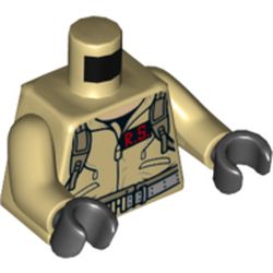 Torso Jumpsuit with 'R.S.' ID Badge and 'Ray' on Back Print, Tan Arms, Black Hands