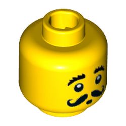 Minifig Head, Moustache Curly, Bushy Eyebrows, Round Mouth Print