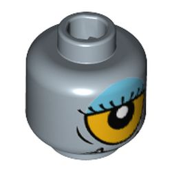 Minifig Head Cyclops, Lower Fangs, Eyelashes, Single Orange Eye Open / Eye Half Closed with Blue Eye Shadow Print