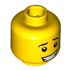 Minifig Head, Eyebrows, White Pupils, Crooked Open Smile with Teeth Print