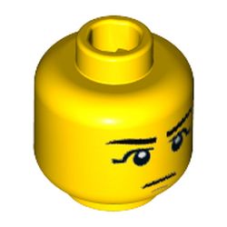 Minifig Head, Eyebrows, Black Eye Shadow, Chin Dimple Print
