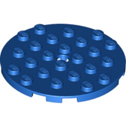 LEGO part 11213 PLATE 6X6 ROUND WITH TUBE SNAP in Bright Blue/ Blue