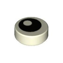 Tile Round 1 x 1 with Offset Black Eye Print