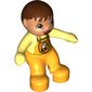 Duplo Figure Baby, Bright Light Orange Overalls with Bib with Bee Print