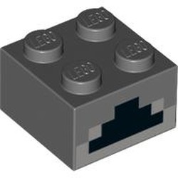 Brick 2 x 2 with Light Bluish Gray and Black Pixelated Furnace Print