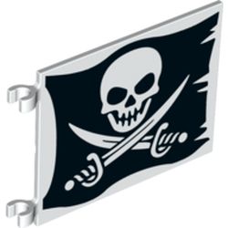 Flag 6 x 4 with Clips with Skull with Crossed Cutlasses (Jolly Roger) Print on Both Sides