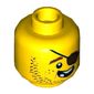 Minifig Head Cook, Beard Brown Stubble, Eyepatch, Open Grin, Missing Teeth Print