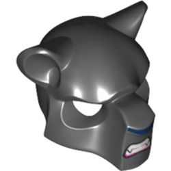 Mask Feline with Dark Blue Nose, Fangs and Gray Fur Print