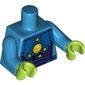 Torso Armor with 5 Yellow Lights Print, Dark Azure Arms, Lime Hands